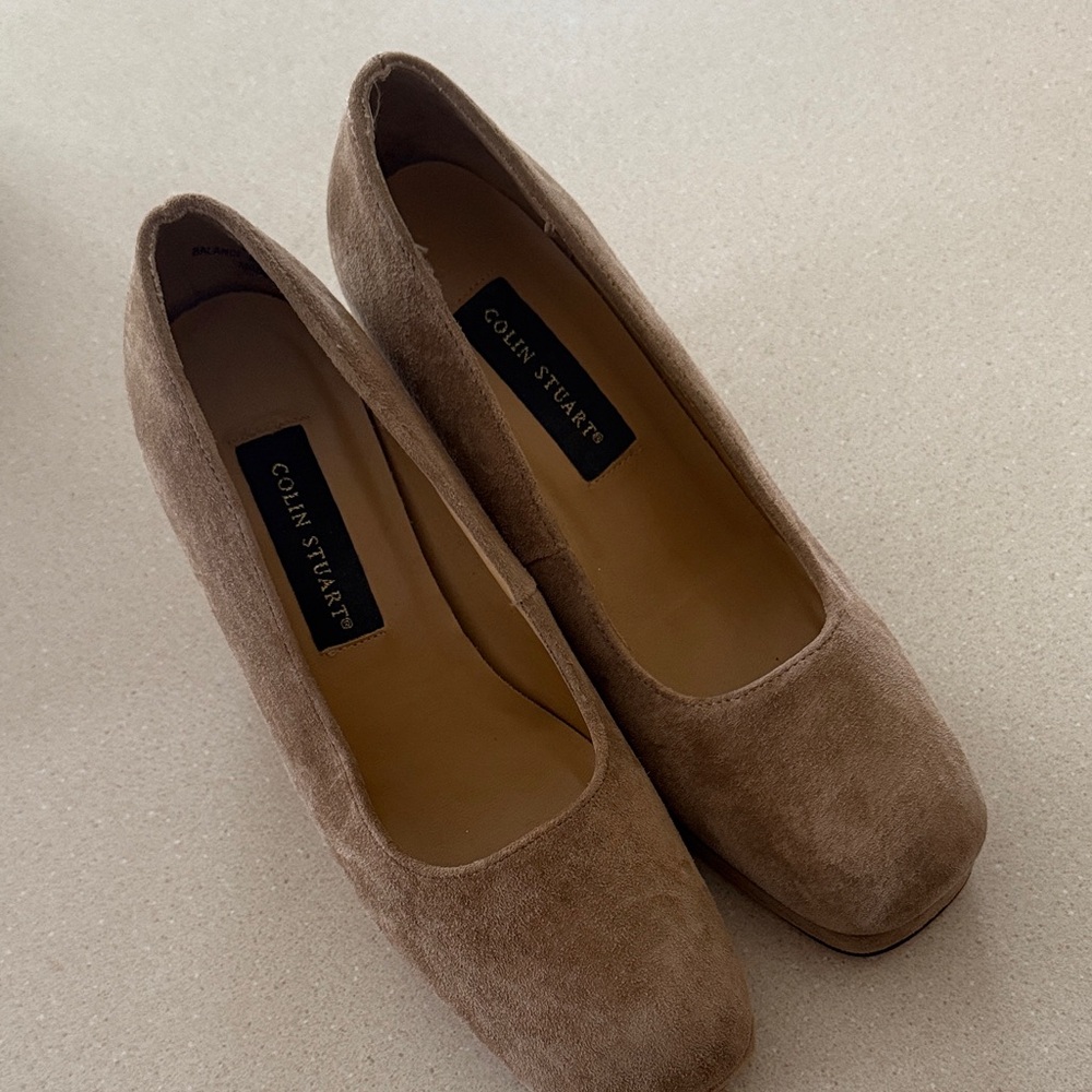 Colin Stuart Women's Brown Leather Suede Heels Pumps